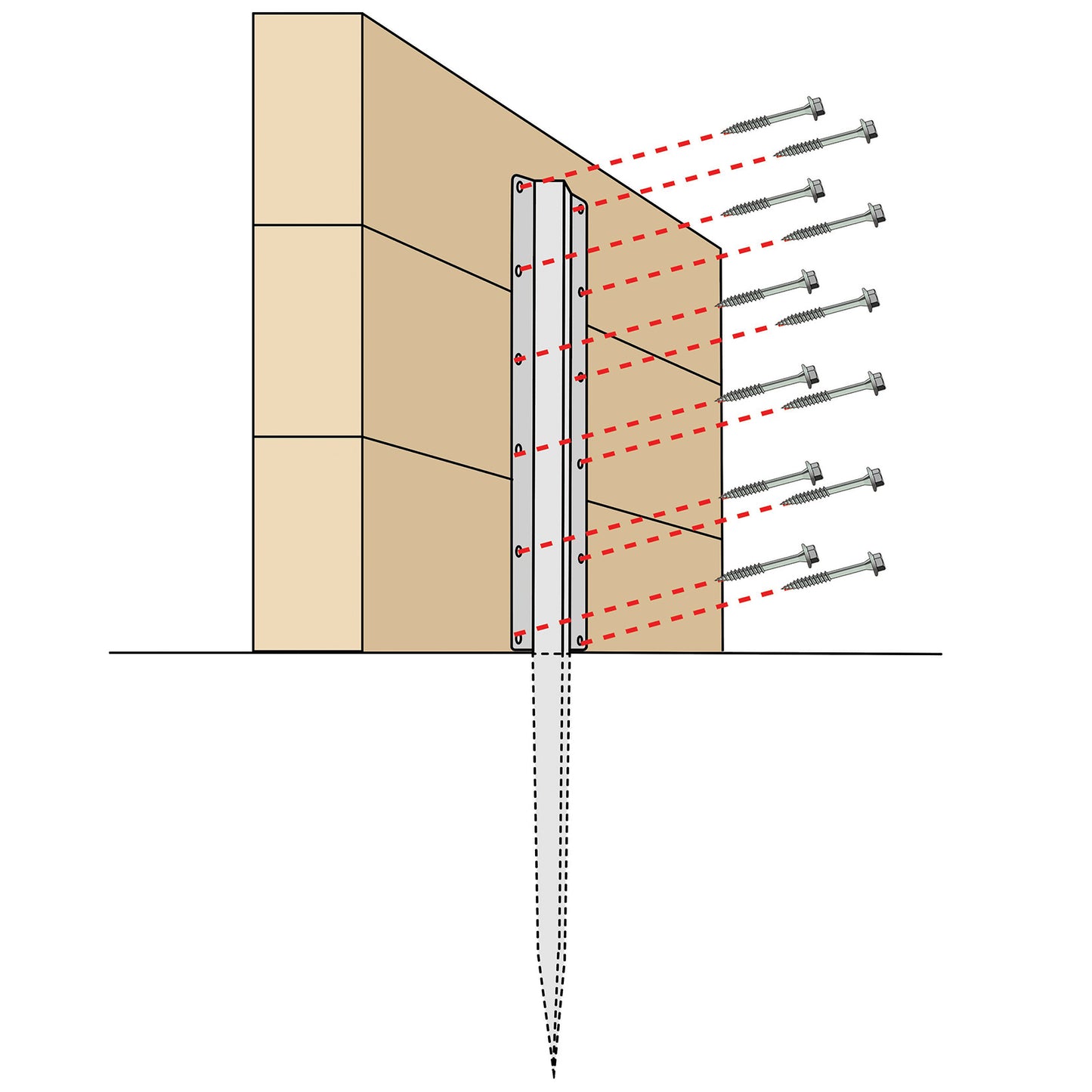 No.4736/S SleeperSecure Stainless Steel (A2/304) Triple Sleeper Straight Support Spike