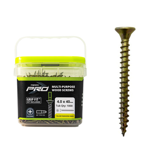No.6093 Perry Pro Multi-Purpose Wood Screws - Pozi Head - Tubs