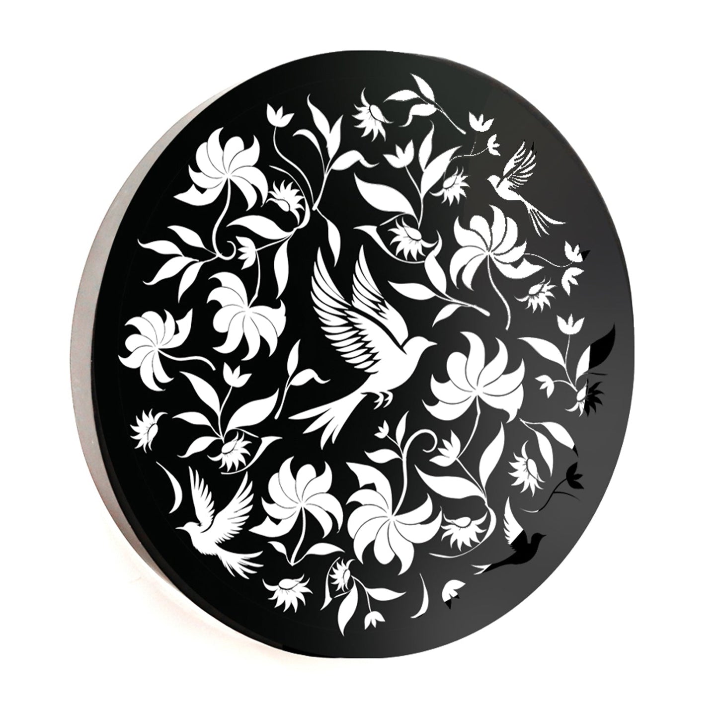 No.PA1026BK Metal Round Solar Wall Panel - Birds