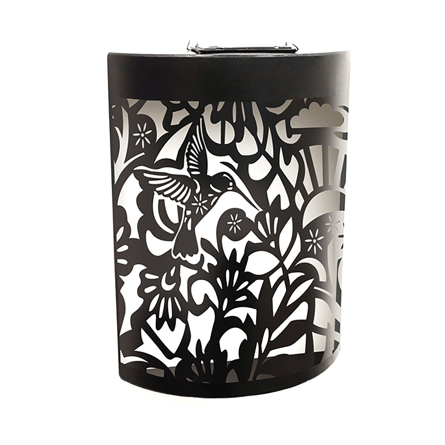 No.PA1053BK Small Metal Curved Hummingbird Solar Wall Panel