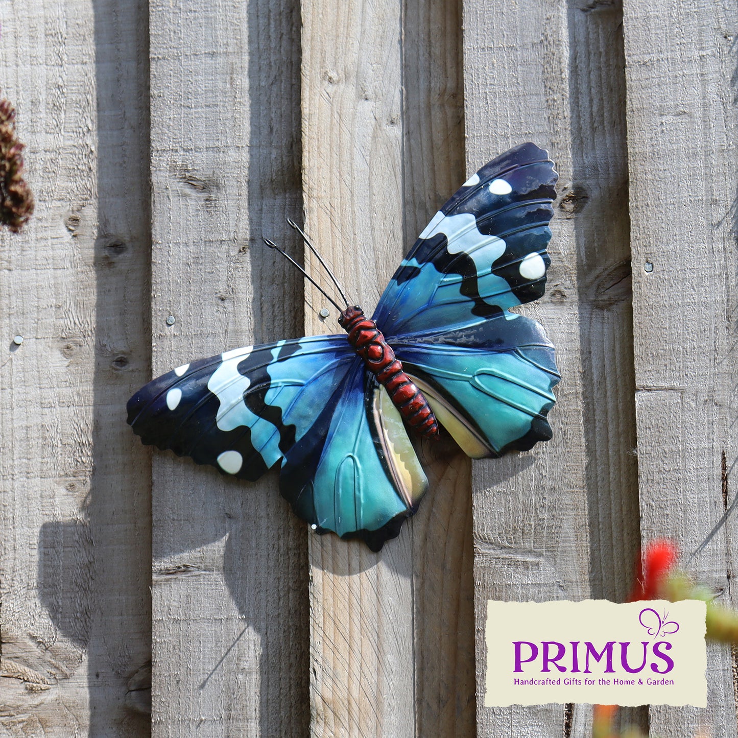 No.PA1701 Pink, Yellow & Blue Set of 3 Small Metal Butterfly Wall Art