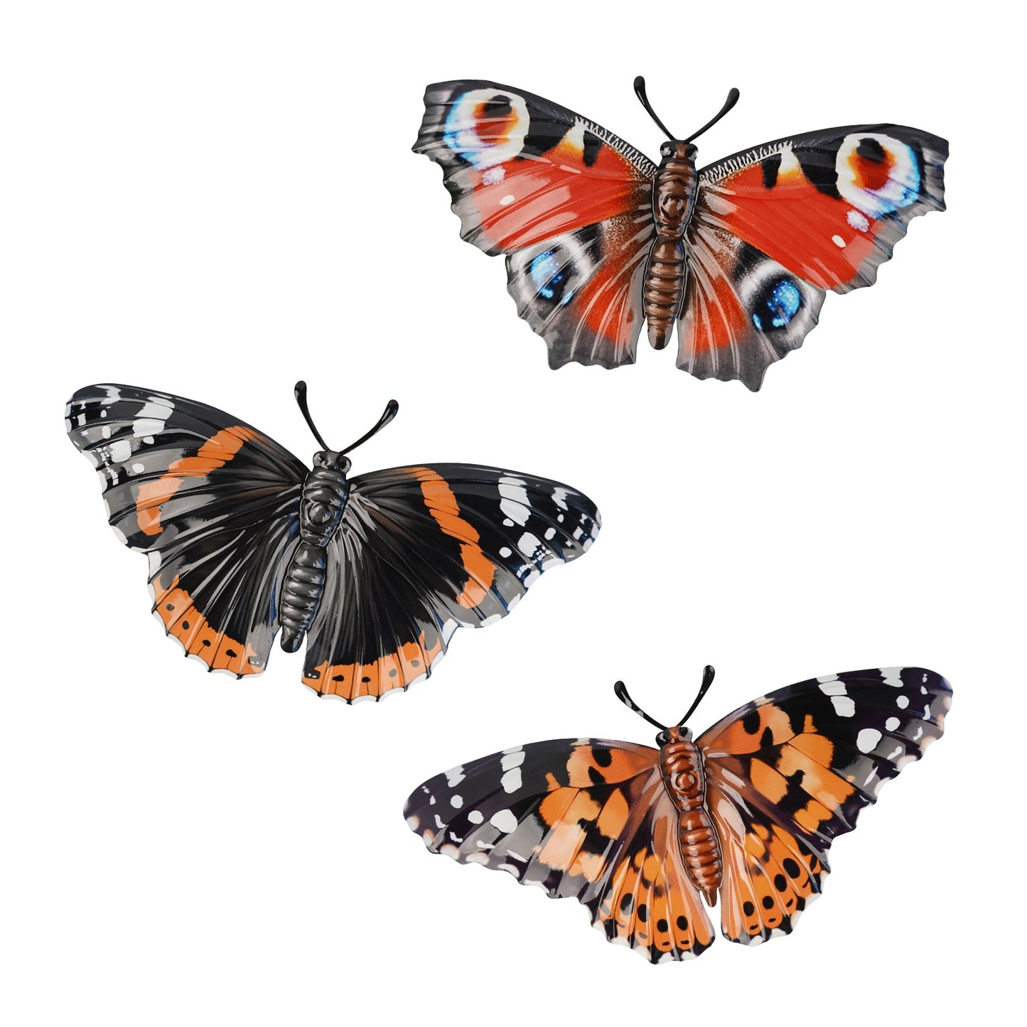 No.PA1709 Set of 3 Metal Butterfly Wall Art - Realistic