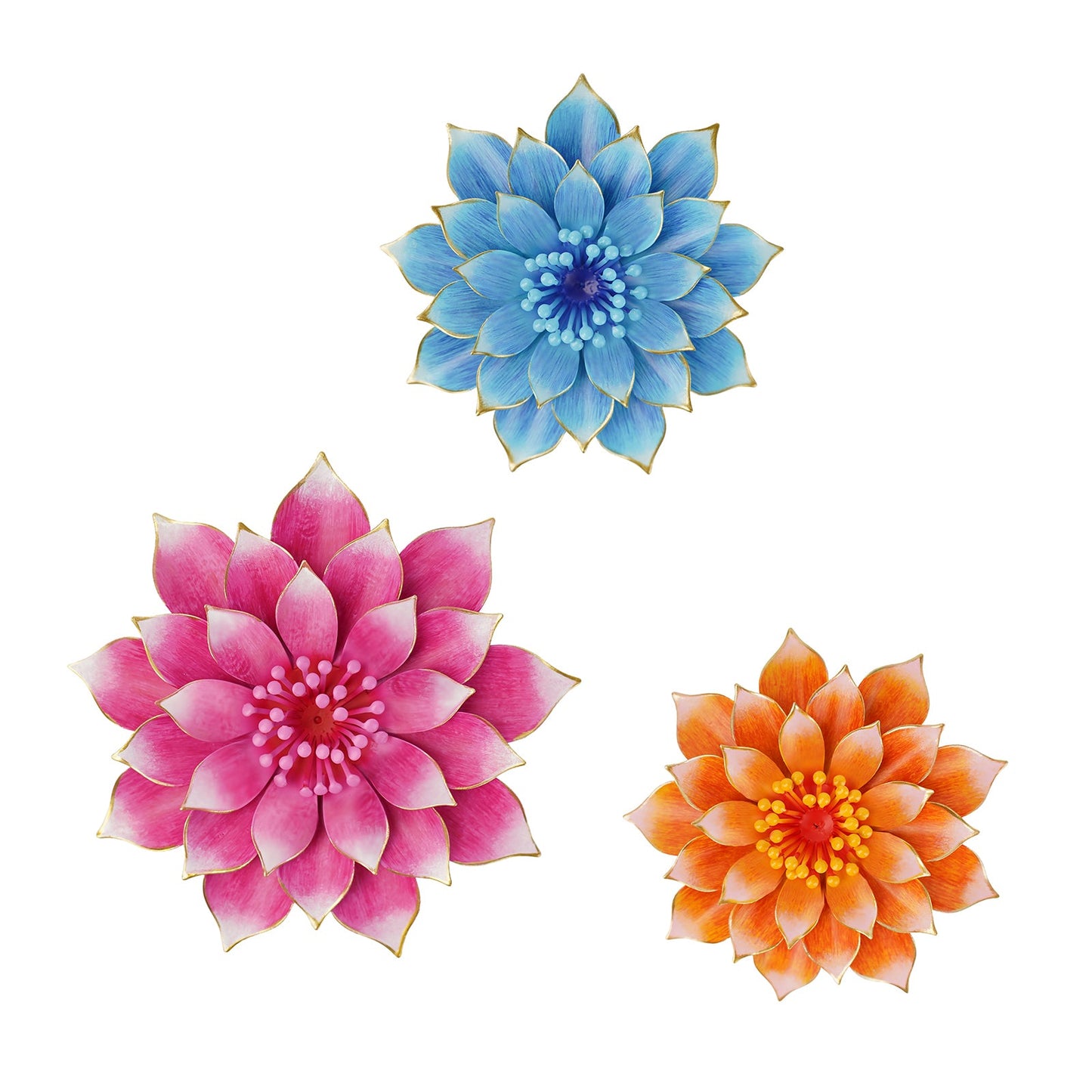 No.PA2554 Set of 3 Metal Wall Mounted Dahlias