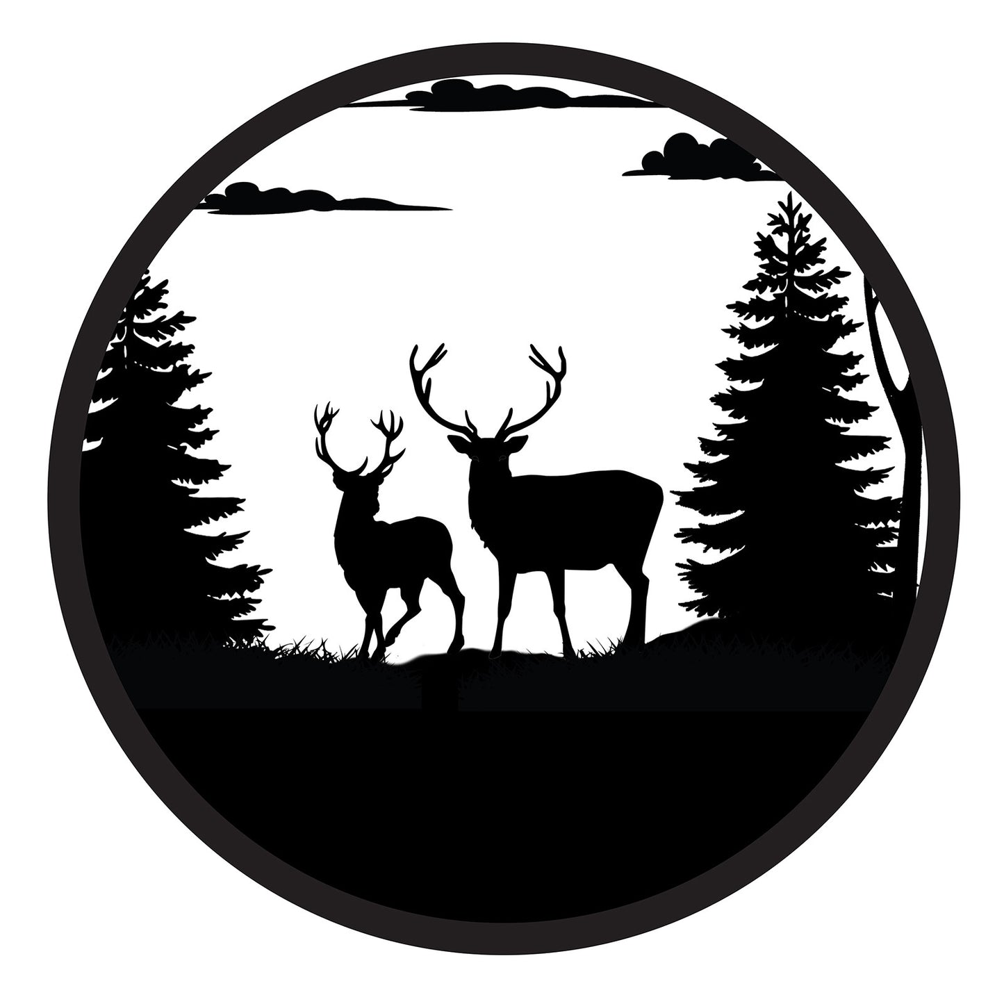 No.PA6004BK Stags Silhouette Solar Backlit Wall Art