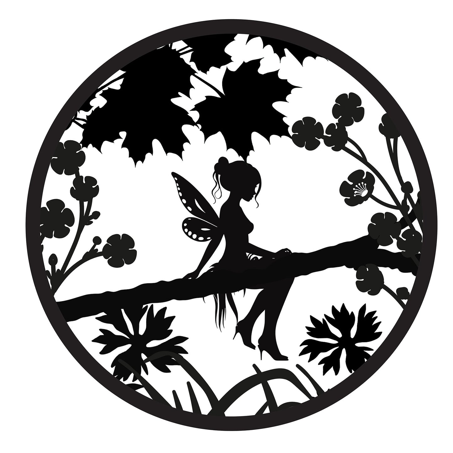 No.PA6005BK Fairy Silhouette Solar Backlit Wall Art