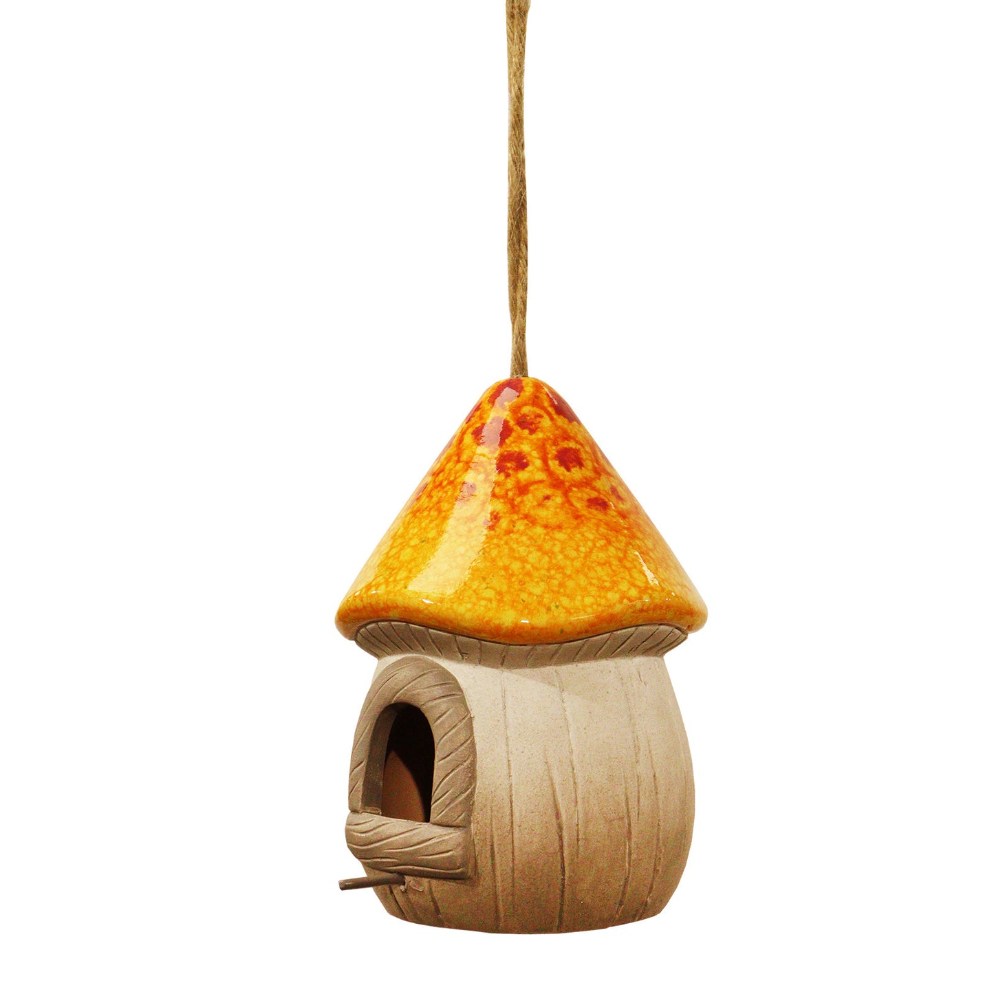 No.PB9102 Orange Terracotta Mushroom Bird House