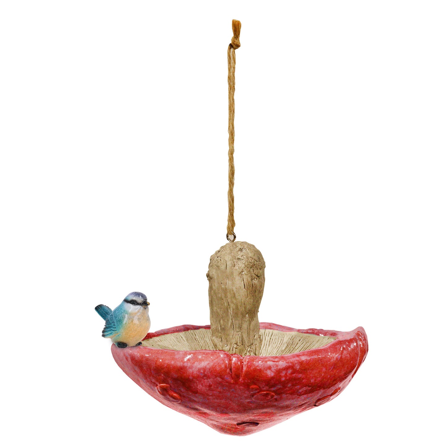 No.PB9105 Red Resin Mushroom Bird Feeder with Blue Tit