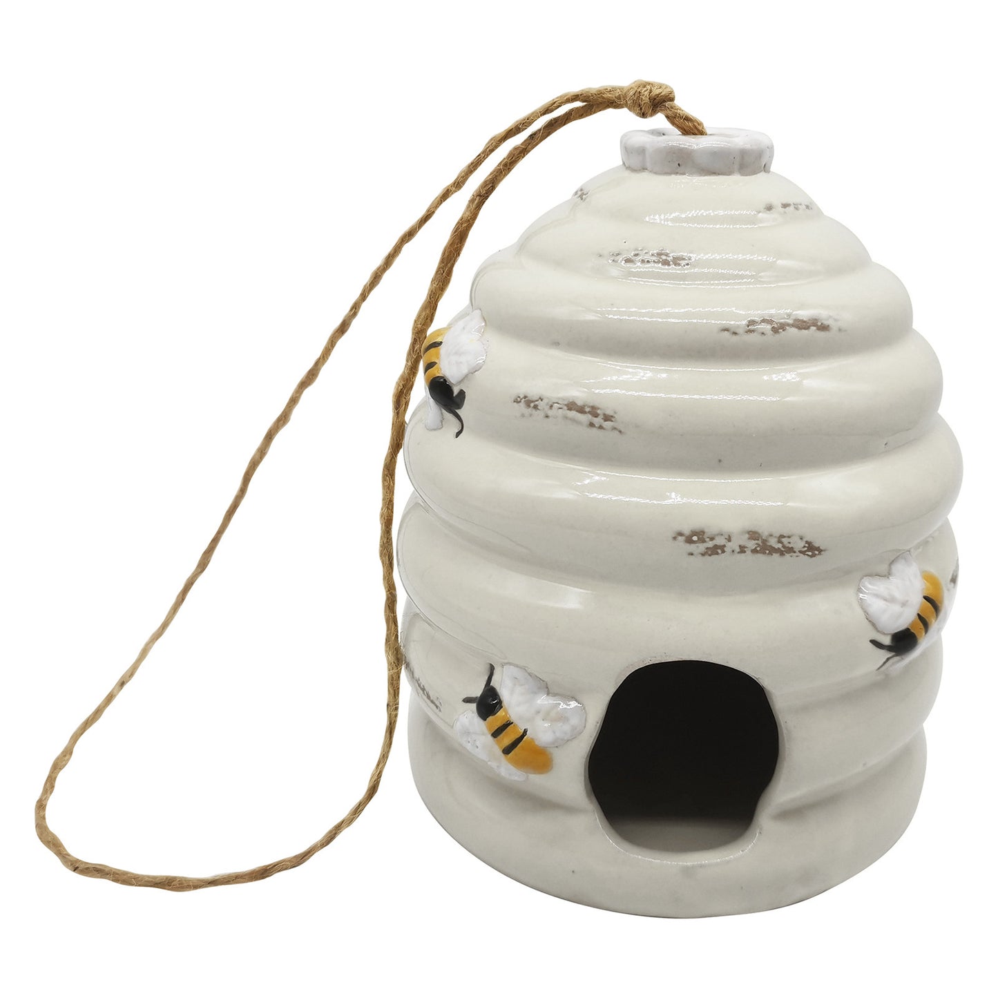 No.PB9112WH White Ceramic Honey Pot Bird House