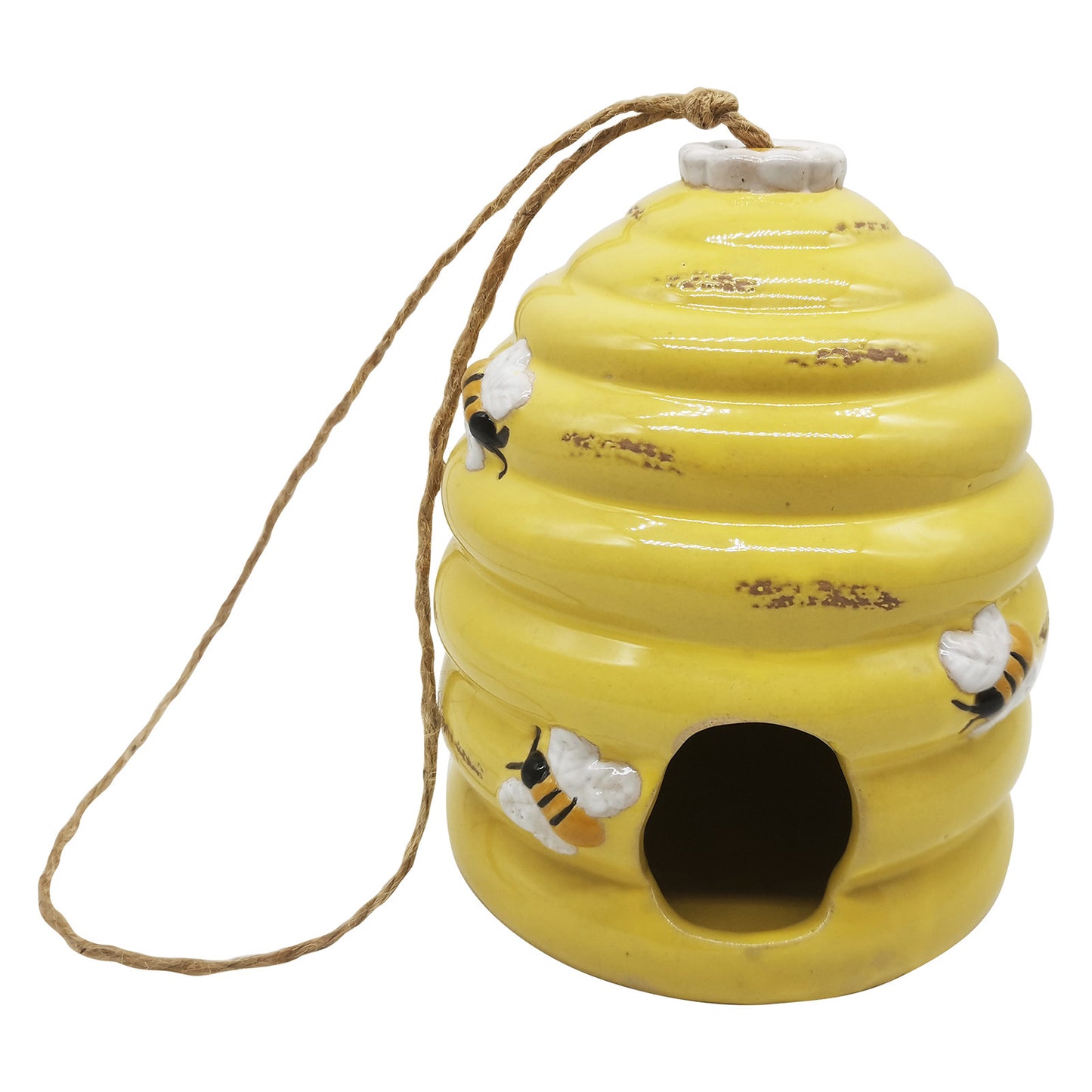No.PB9112YL Yellow Ceramic Honey Pot Bird House