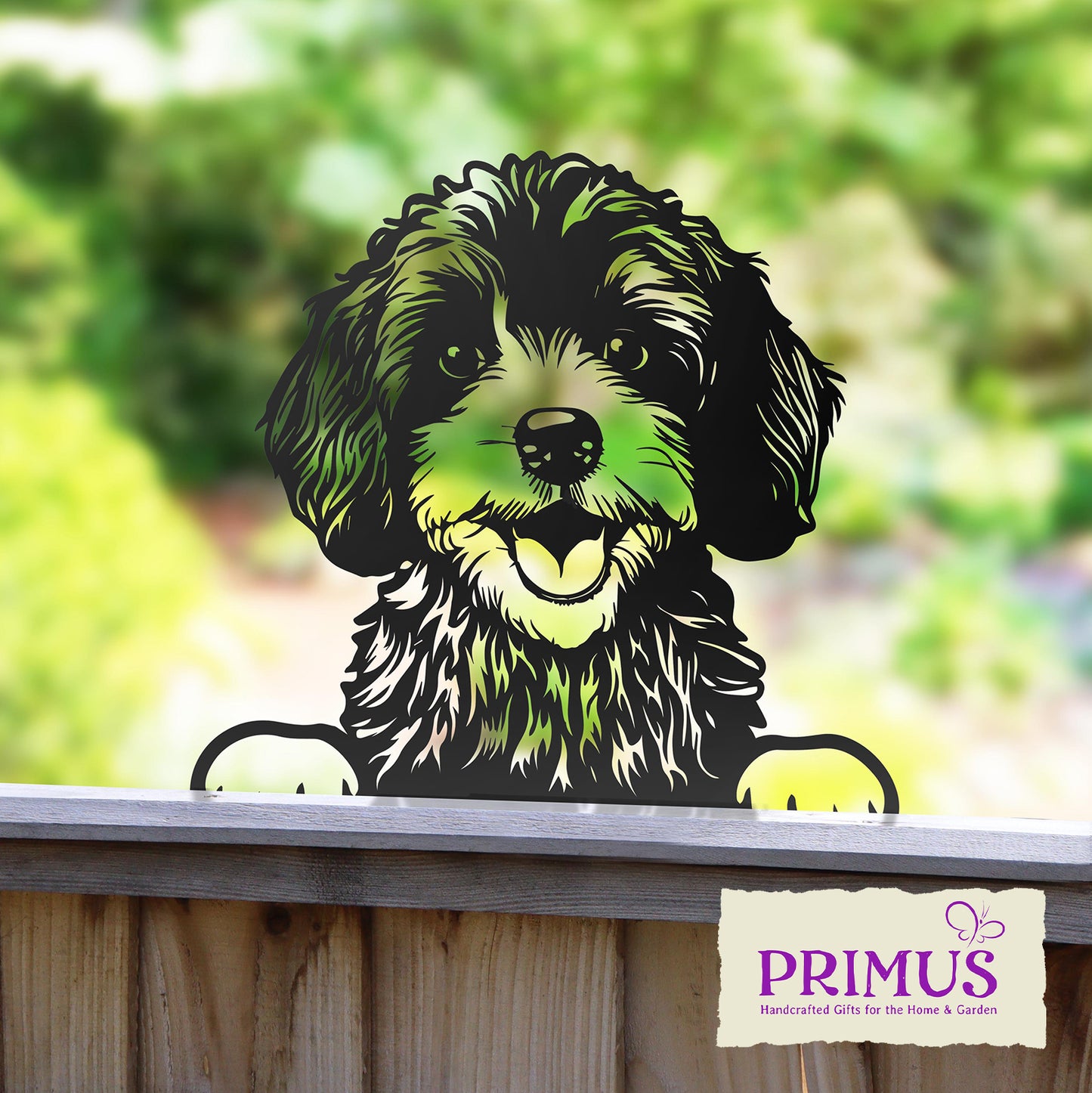 No.PF1011 Metal Cockapoo Peeking Dog Silhouette