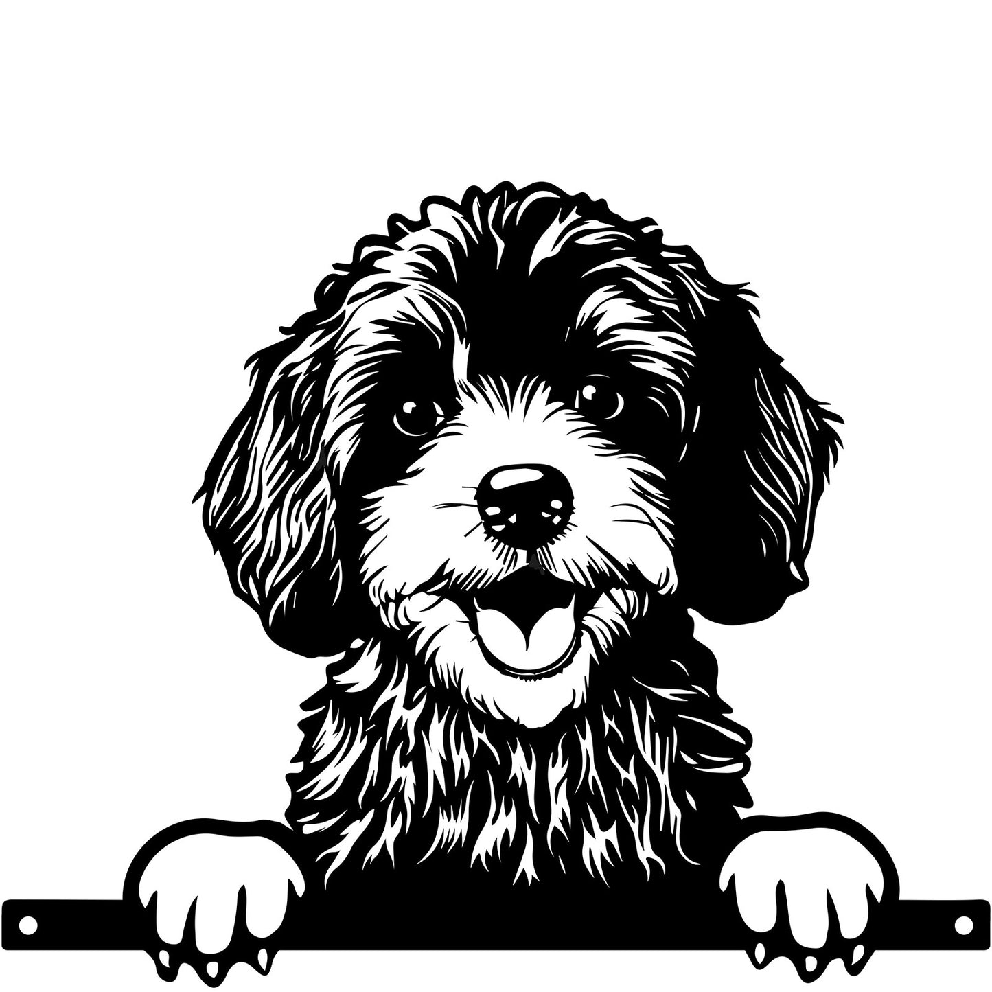 No.PF1011 Metal Cockapoo Peeking Dog Silhouette