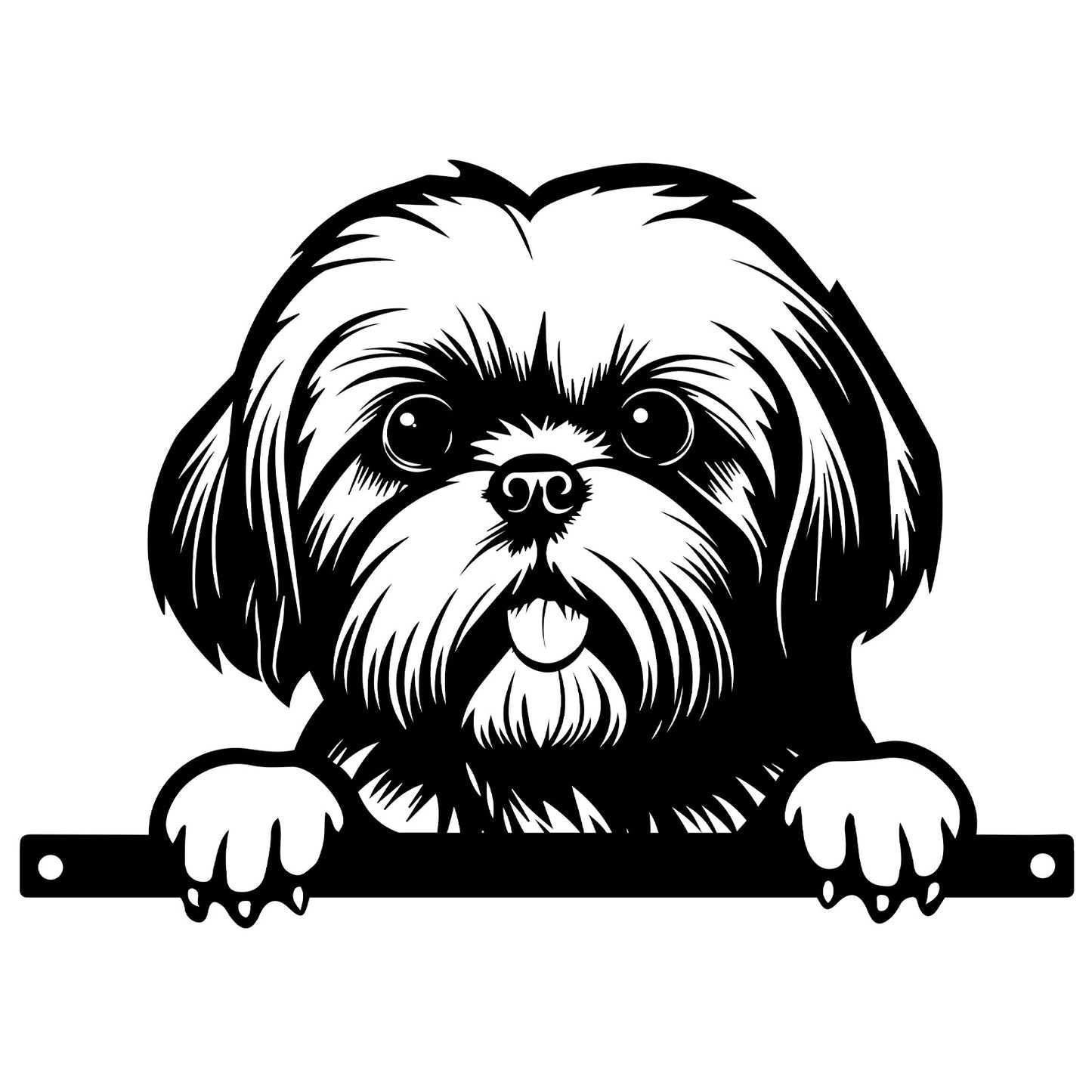 No.PF1019 Metal Shih Tzu Peeking Dog Silhouette