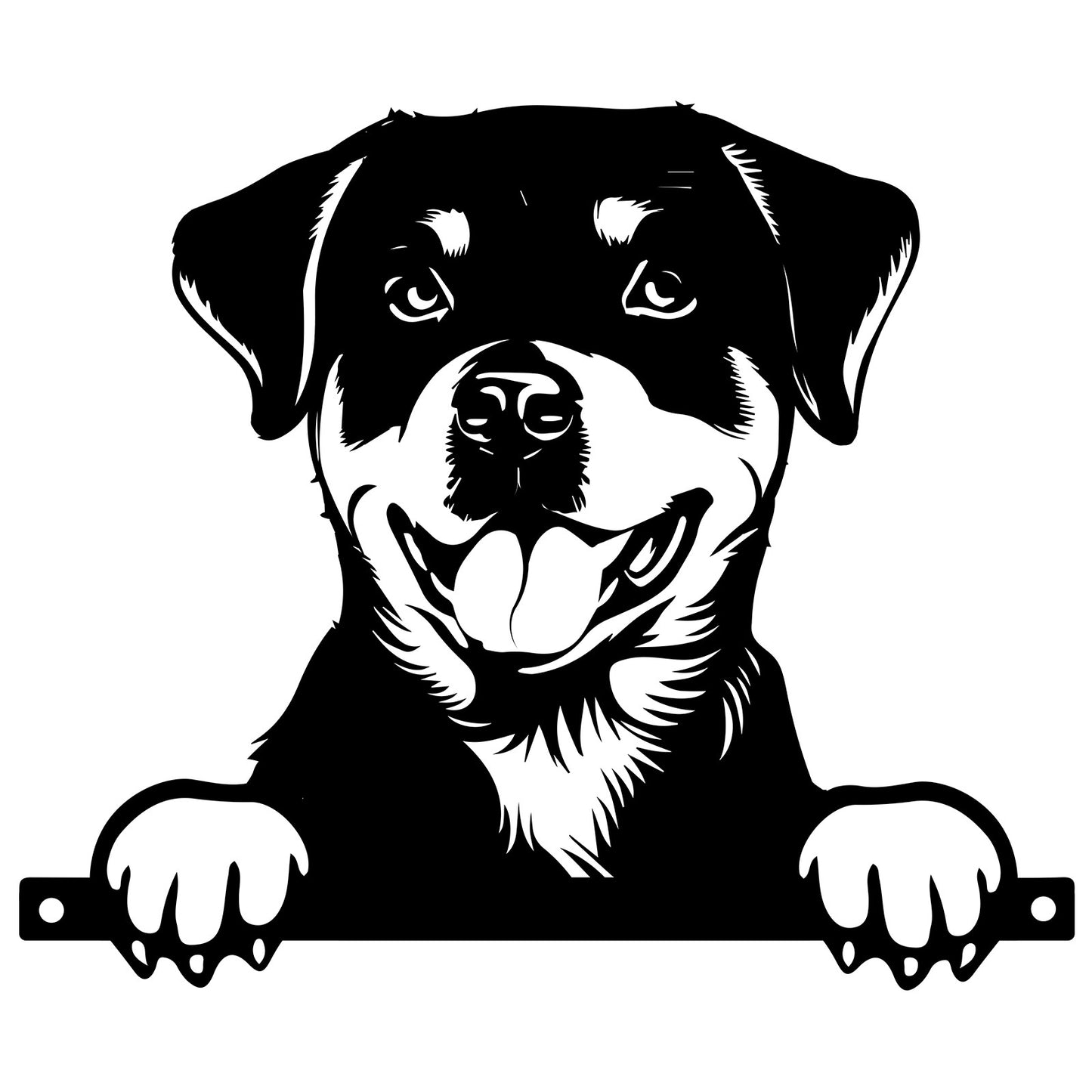 No.PF1021 Metal Rottweiler Peeking Dog Silhouette