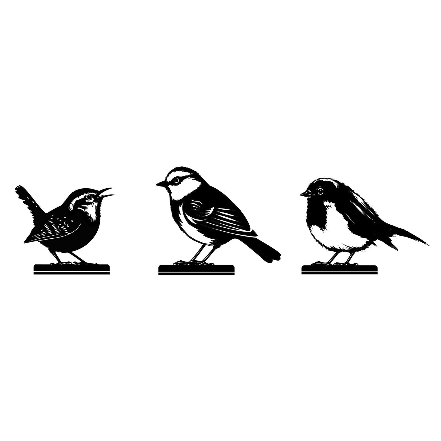 No.PF1040 Metal Peeking Wildlife Silhouette - Set of 3 Birds