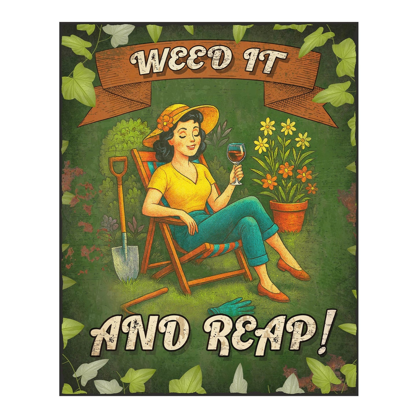 No.PH1031 Metal Wall Sign - Weed it and Reap