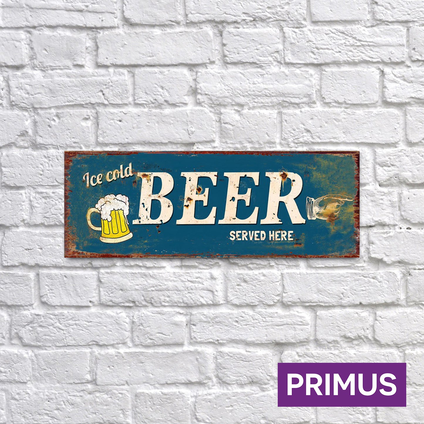 No.PH1524 Beer Served Here Metal Wall Sign