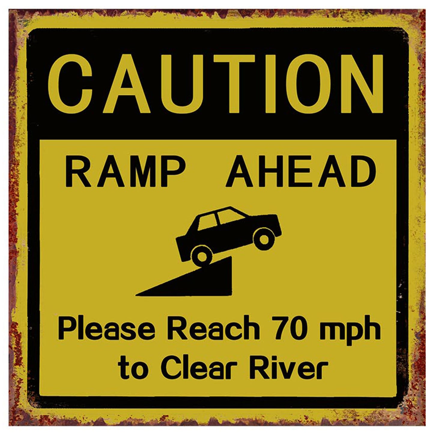 No.PH1952 Caution Ramp Ahead Road Sign Metal Wall Sign