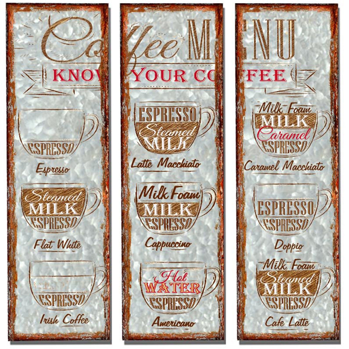 No.PH2035 Set of 3 Coffee Plaques - 24.5 x 80cm