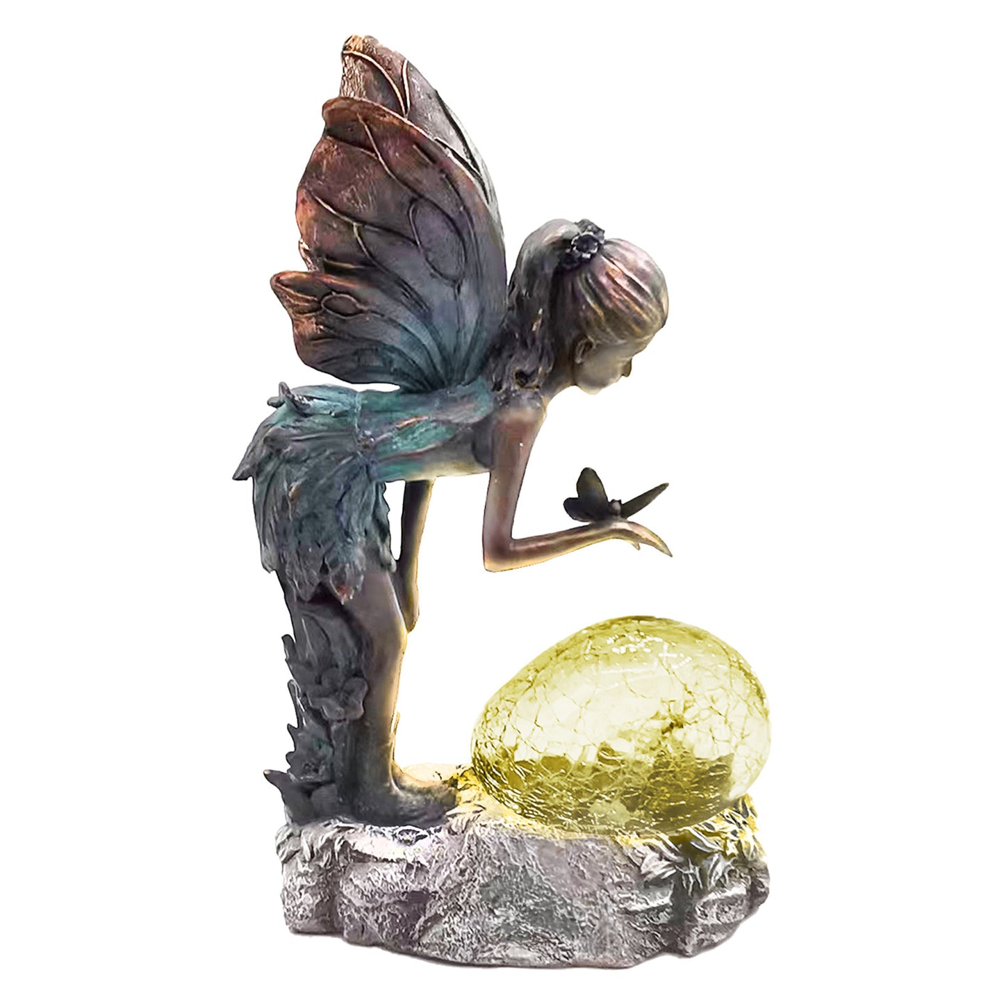 No.PR1021 Resin Perching Fairy with Solar Bubble Light