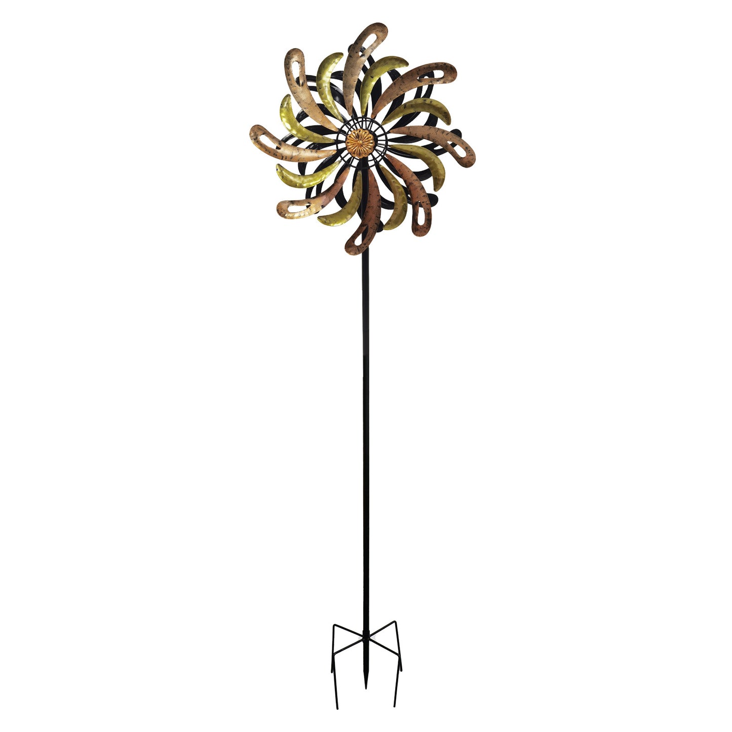 No.PS2045 Large Golden Flare Vortex Wind Spinner Stake