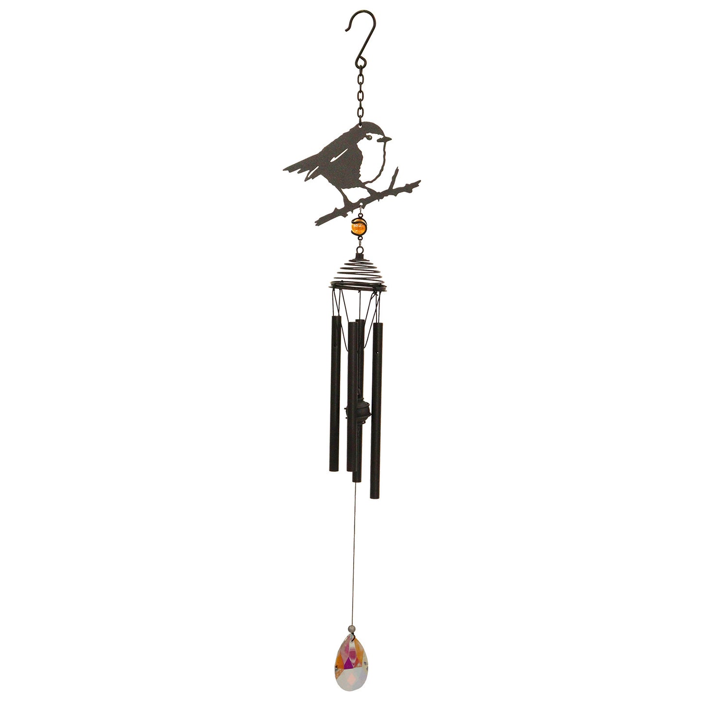 No.PT1017 Silhouette Robin Wind Chime - Black