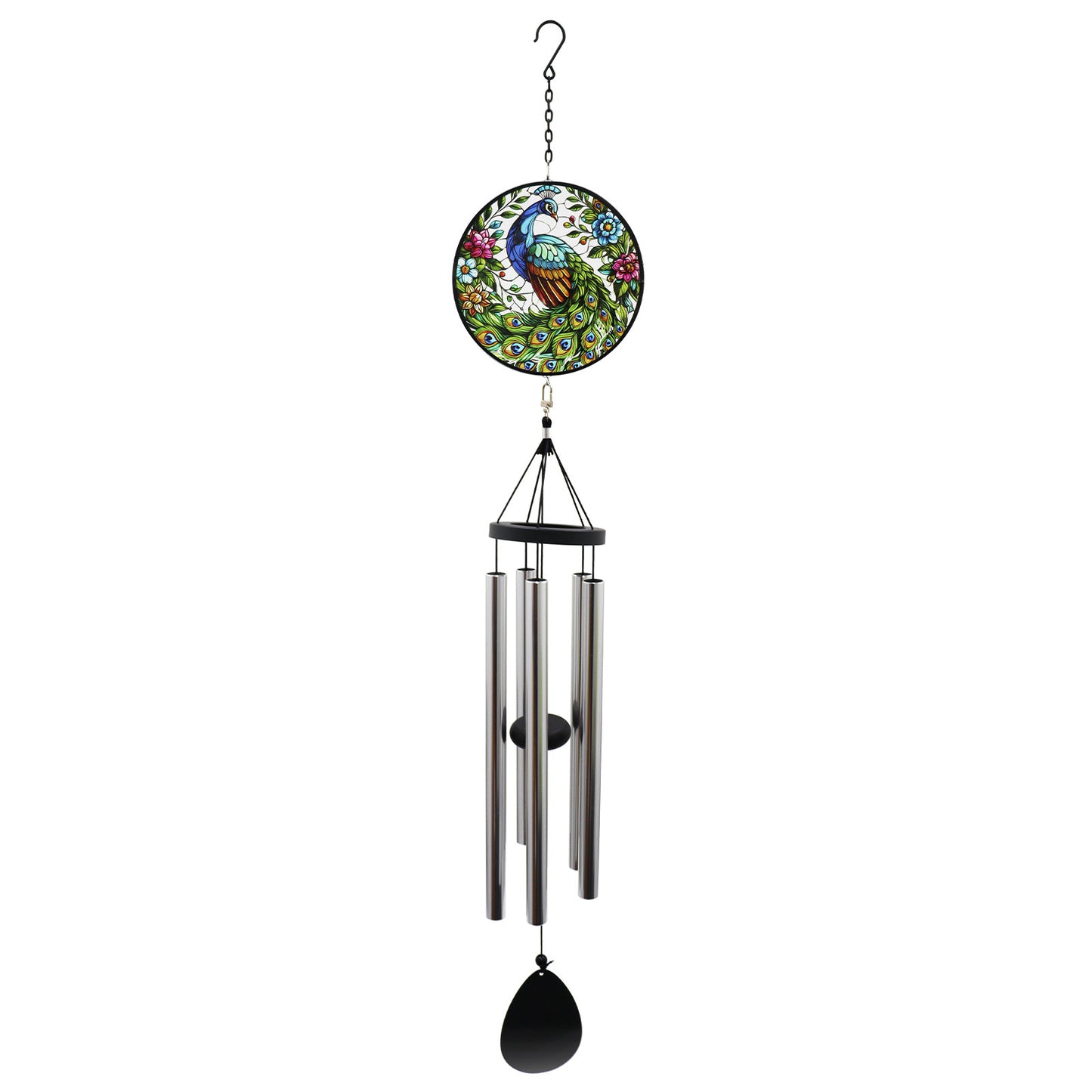 No.PT1061 Peacock Stained Glass Suncatcher Wind Chime