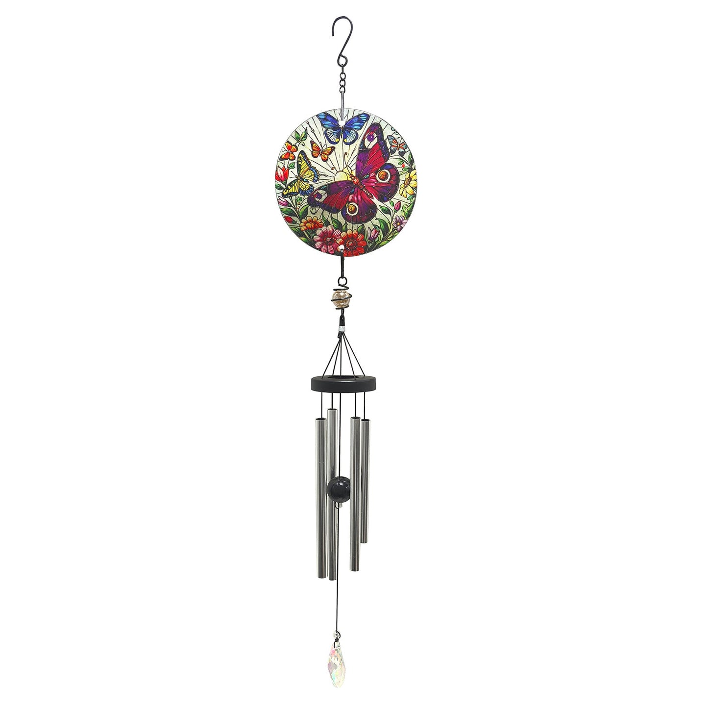 No.PT1080 Small Glass Suncatcher Windchime - Butterfly