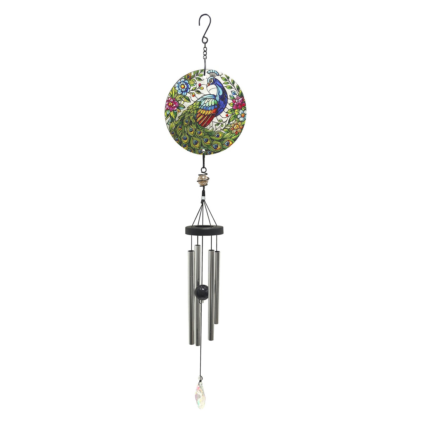 No.PT1081 Small Glass Suncatcher Windchime - Peacock