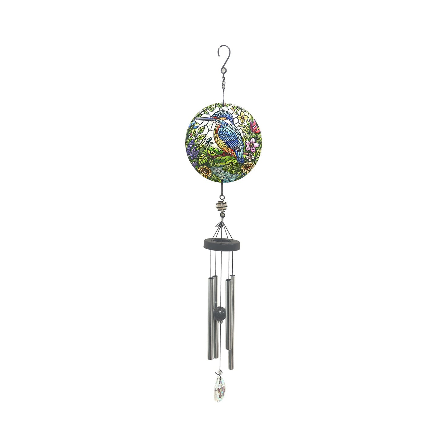 No.PT1087 Small Glass Suncatcher Windchime - Kingfisher
