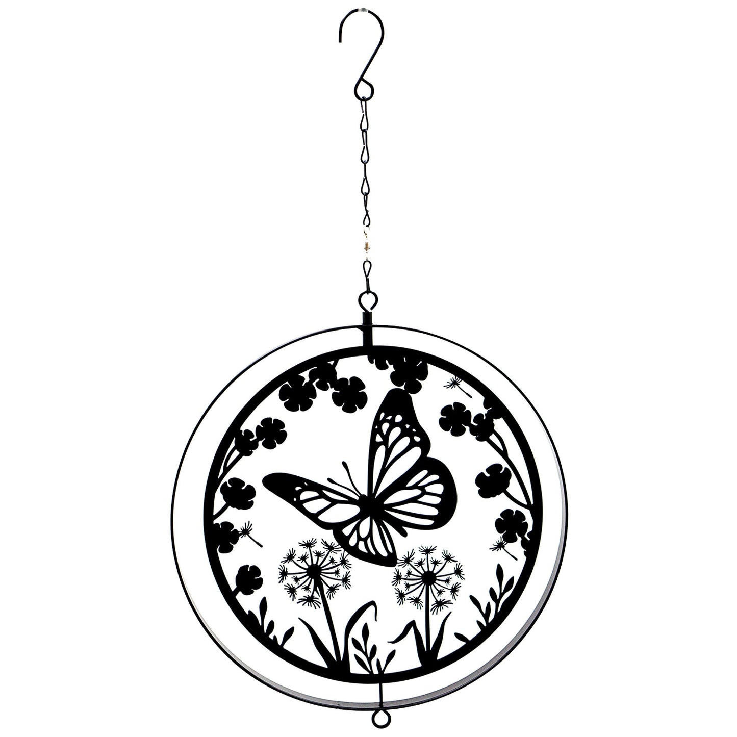 No.PT2116BK Black Metal Butterfly Hanging Silhouette Orbit Spinner