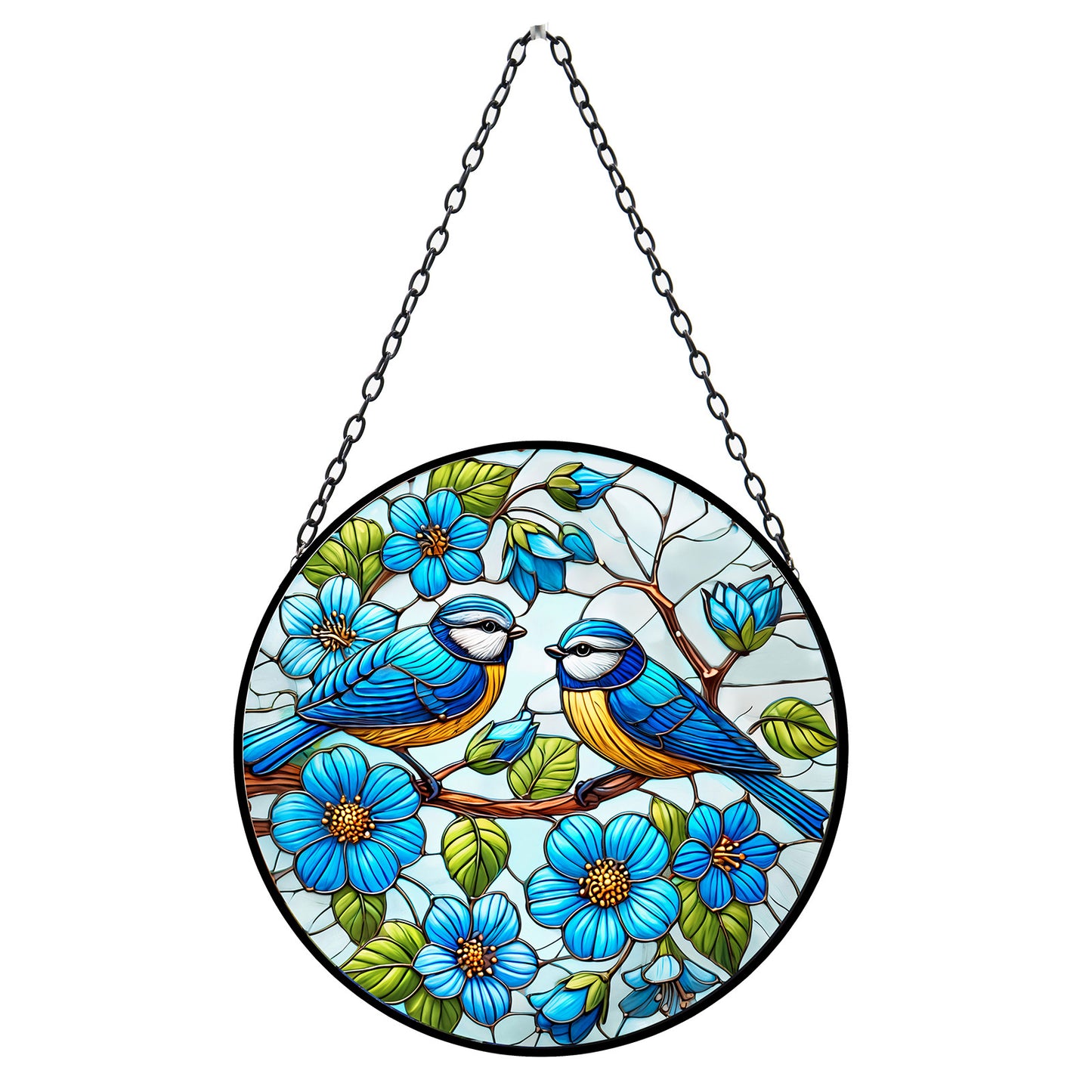 No.PT2212 Stained Glass Hanging Blue Tit Suncatcher