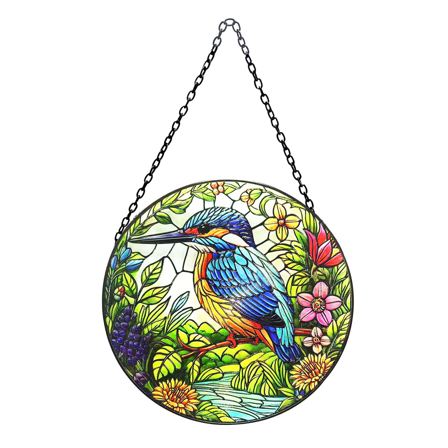 No.PT2218 Stained Glass Hanging Suncatcher - Kingfisher