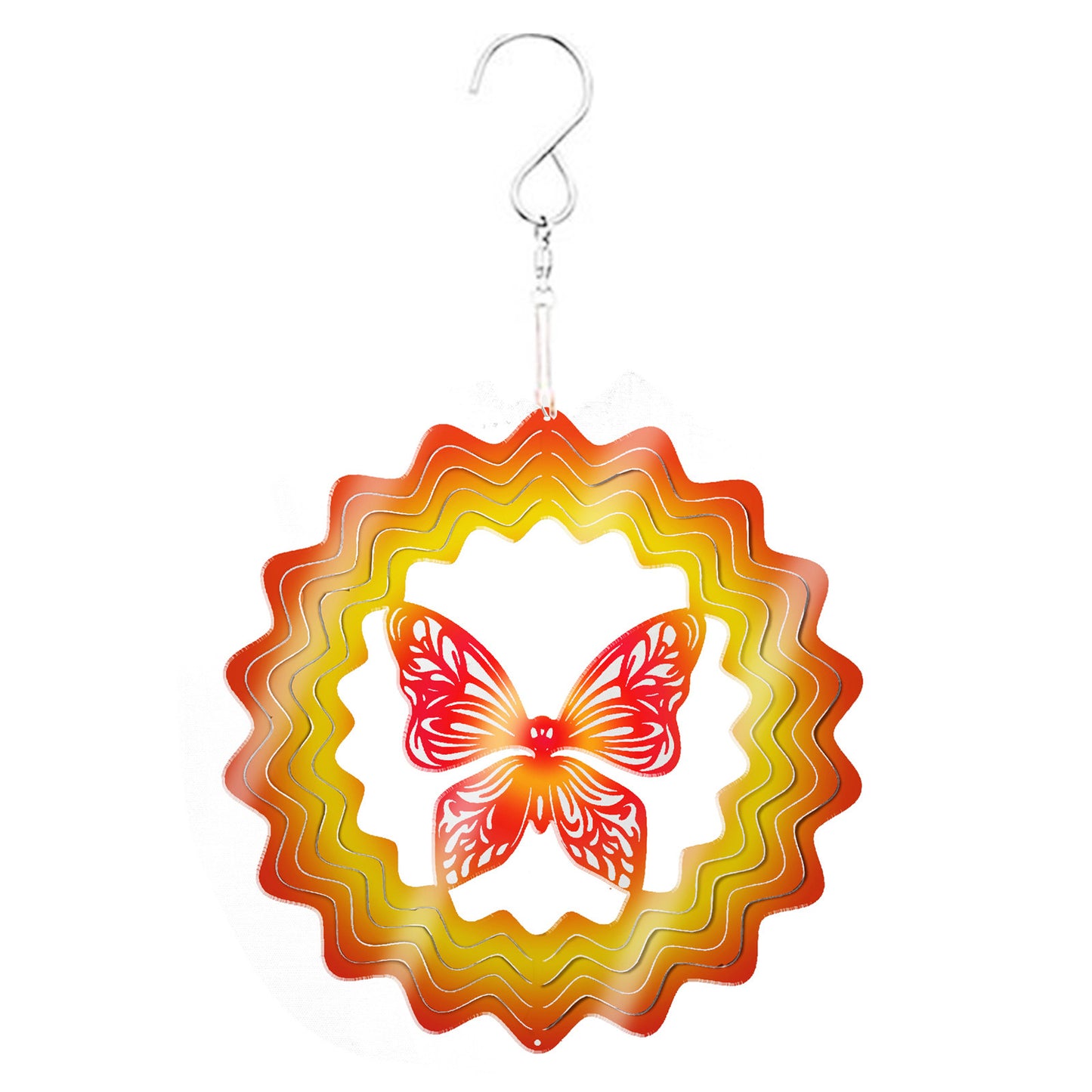 No.PT2301 Red Butterfly Stainless Steel Hanging Wind Spinner