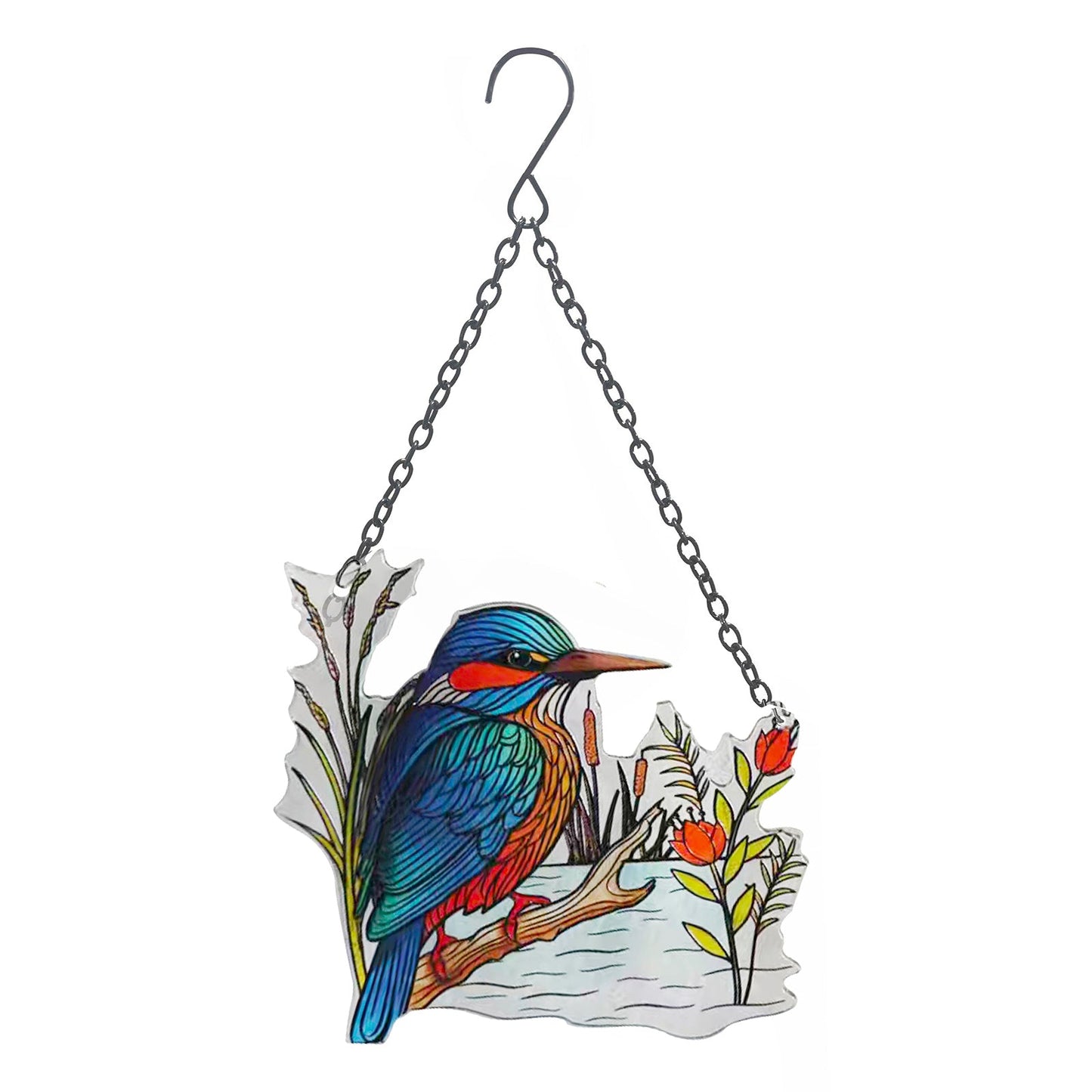 No.PT2324 Cut Glass Hanging Suncatcher - Kingfisher