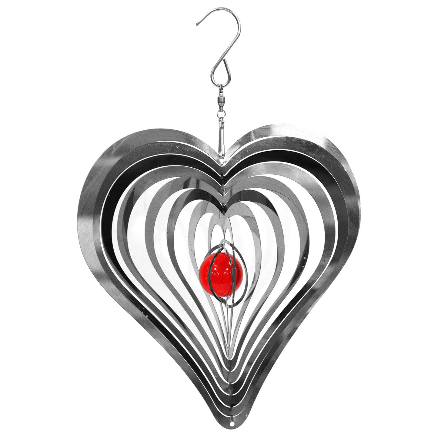 No.PT2402 Love Heart Stainless Steel Hanging Wind Spinner