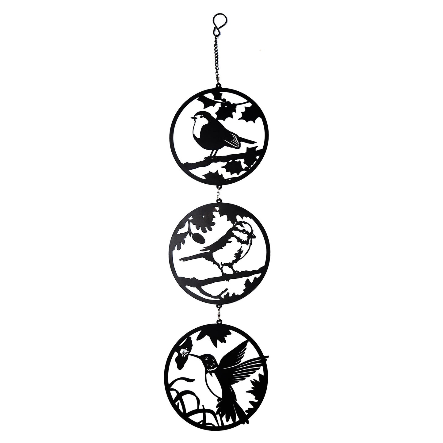 No.PT2602BK Black Bird Silhouette Hanging Trio Spinner