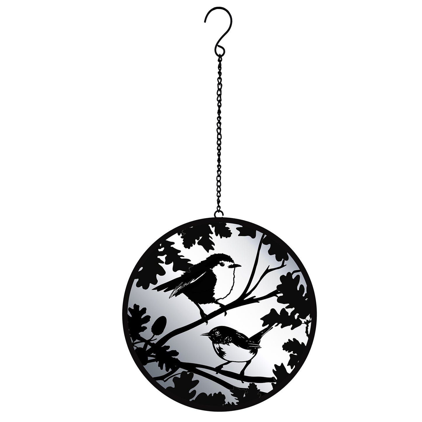No.PT2702BK Black Robin & Wren Hanging Mirror Silhouette