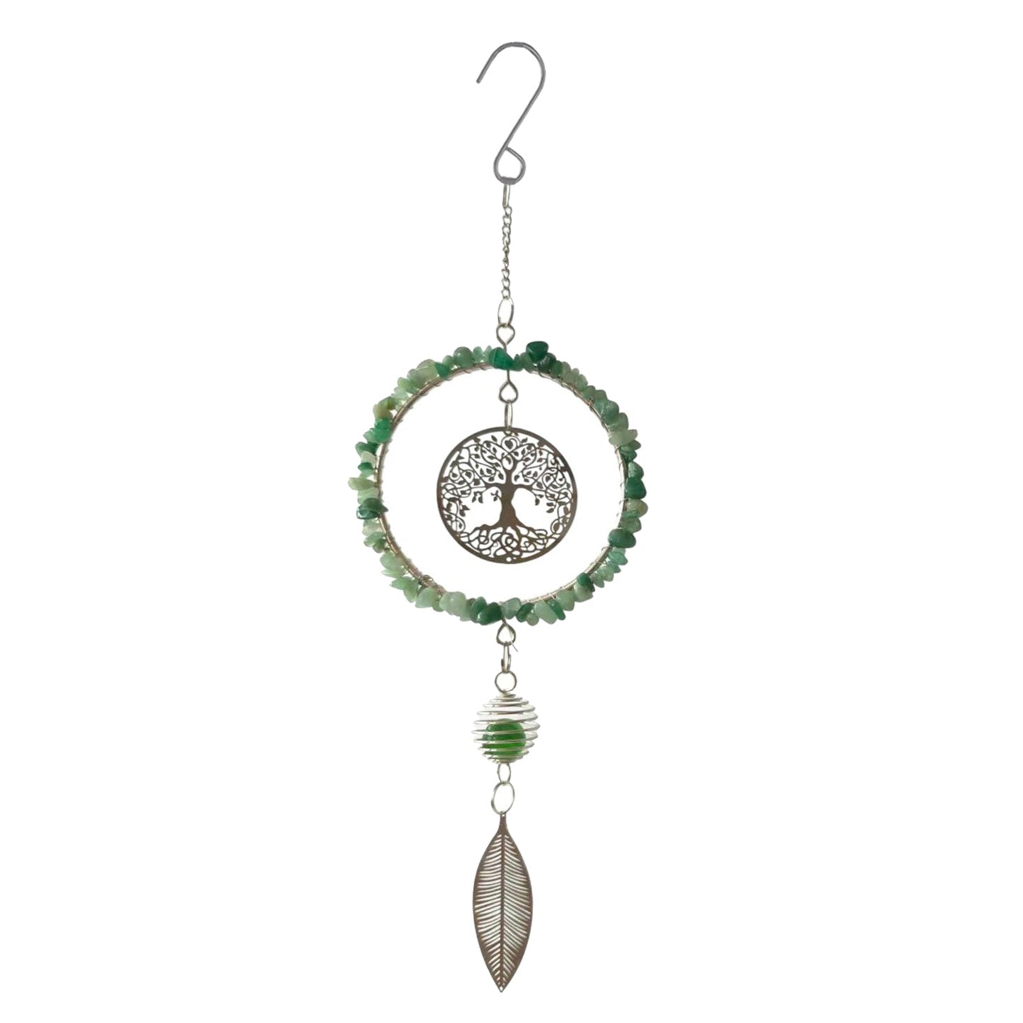 No.PT3601 Stainless Steel & Gemstone Tree of Life Hanger - Green