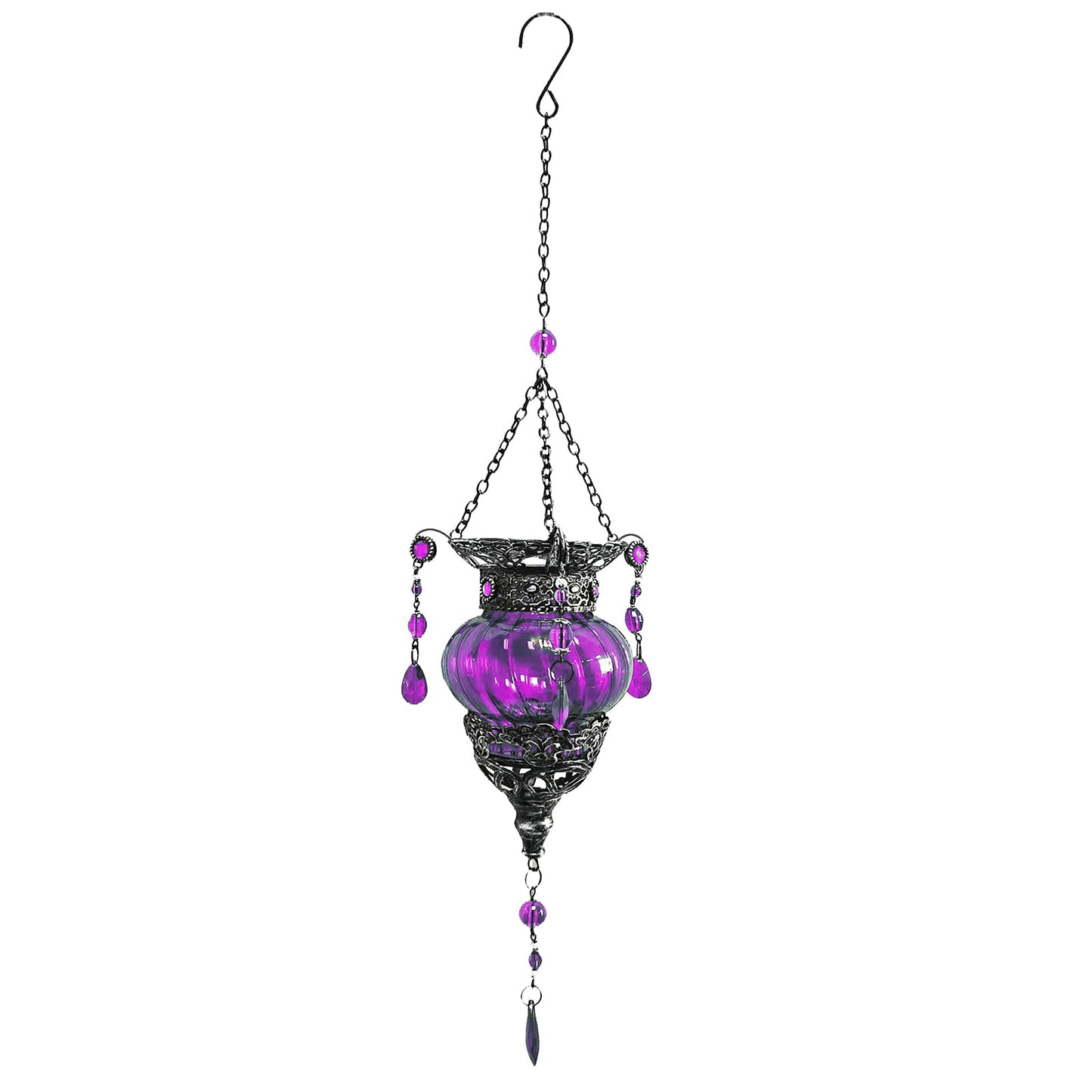 No.PT6206 Glass Moroccan Solar Lantern - Purple
