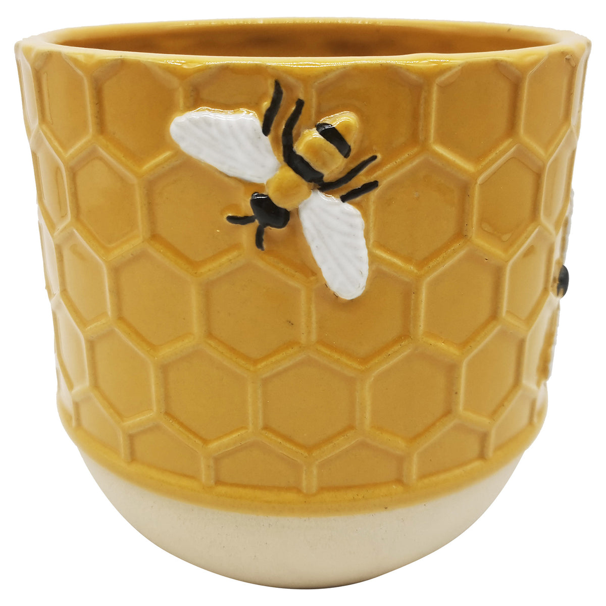 No.PW9112YL Medium Yellow Ceramic Honeybee Pot