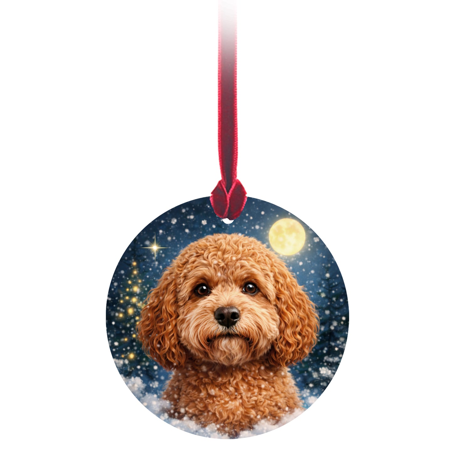 No.PX1000 Christmas Tree Glass Hanger - Red Cockapoo