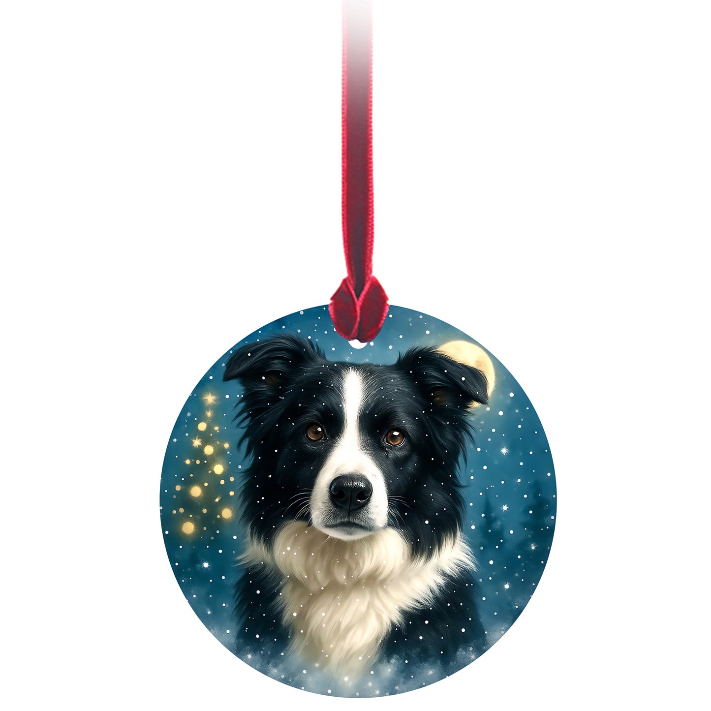 No.PX1009 Christmas Tree Glass Hanger - Border Collie