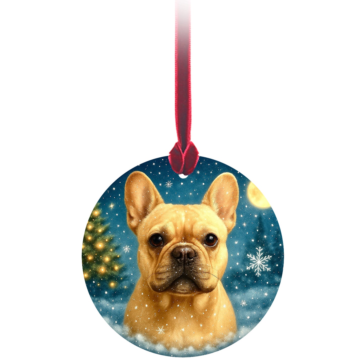 No.PX1013 Christmas Tree Glass Hanger - Fawn French Bulldog
