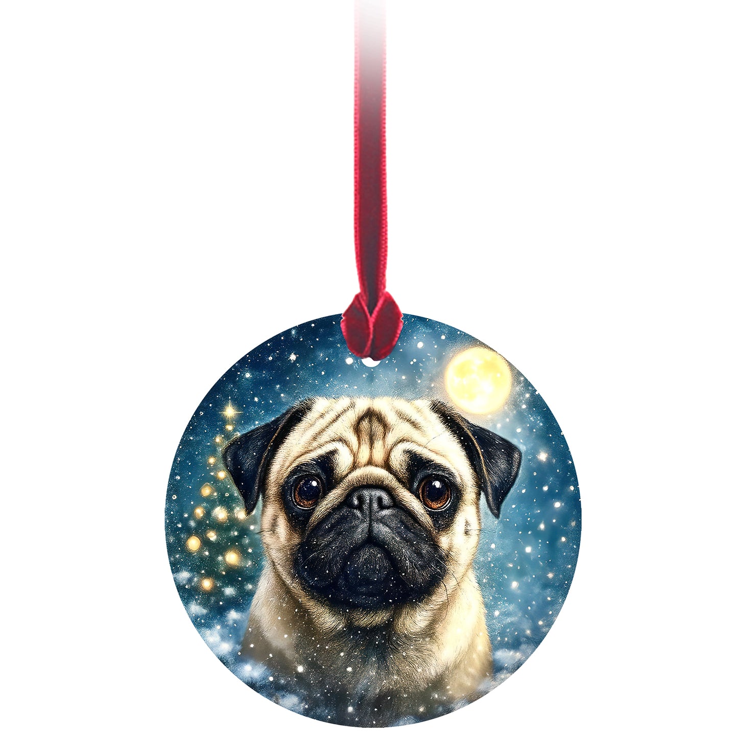 No.PX1014 Christmas Tree Glass Hanger - Pug
