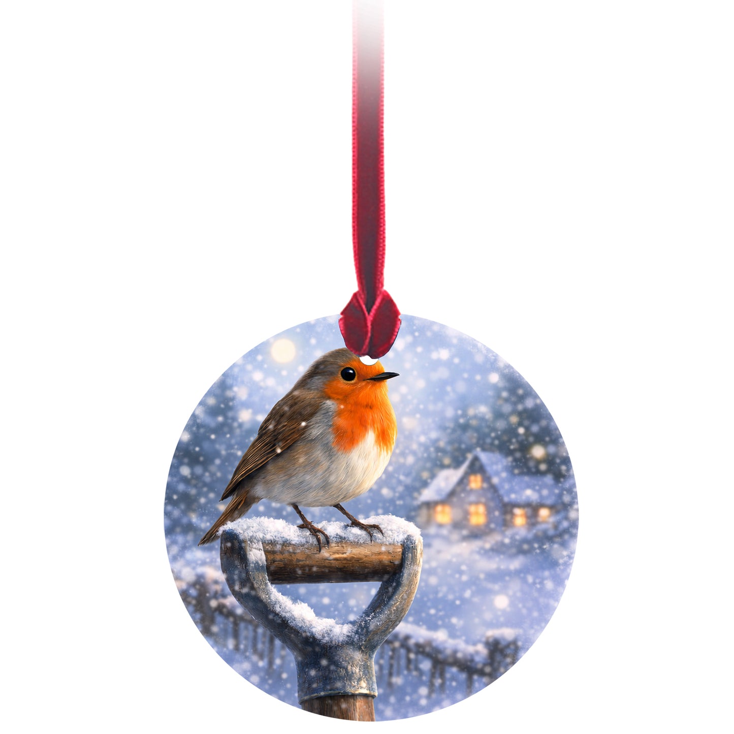 No.PX1042 Christmas Tree Glass Hanger - Robin on Spade