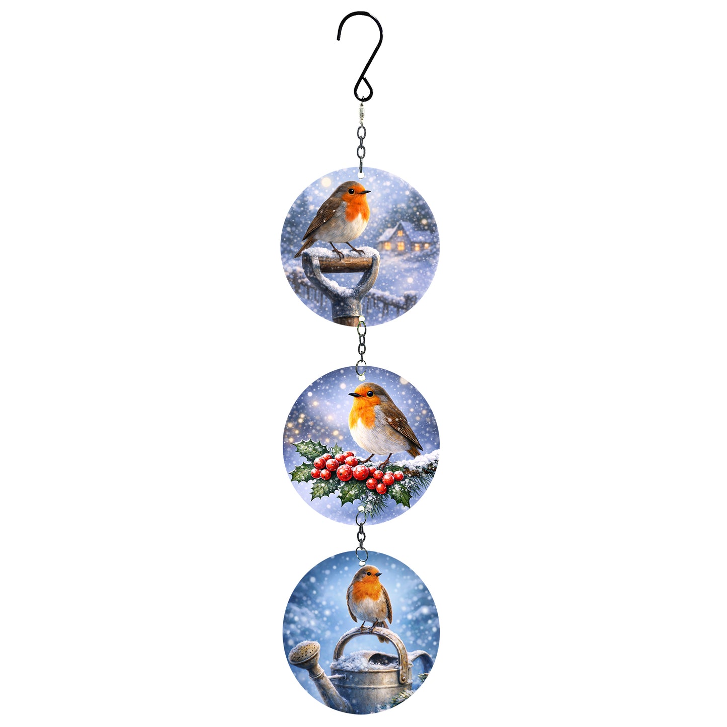 No.PX1150 Glass Trio Christmas Suncatchers - Robin