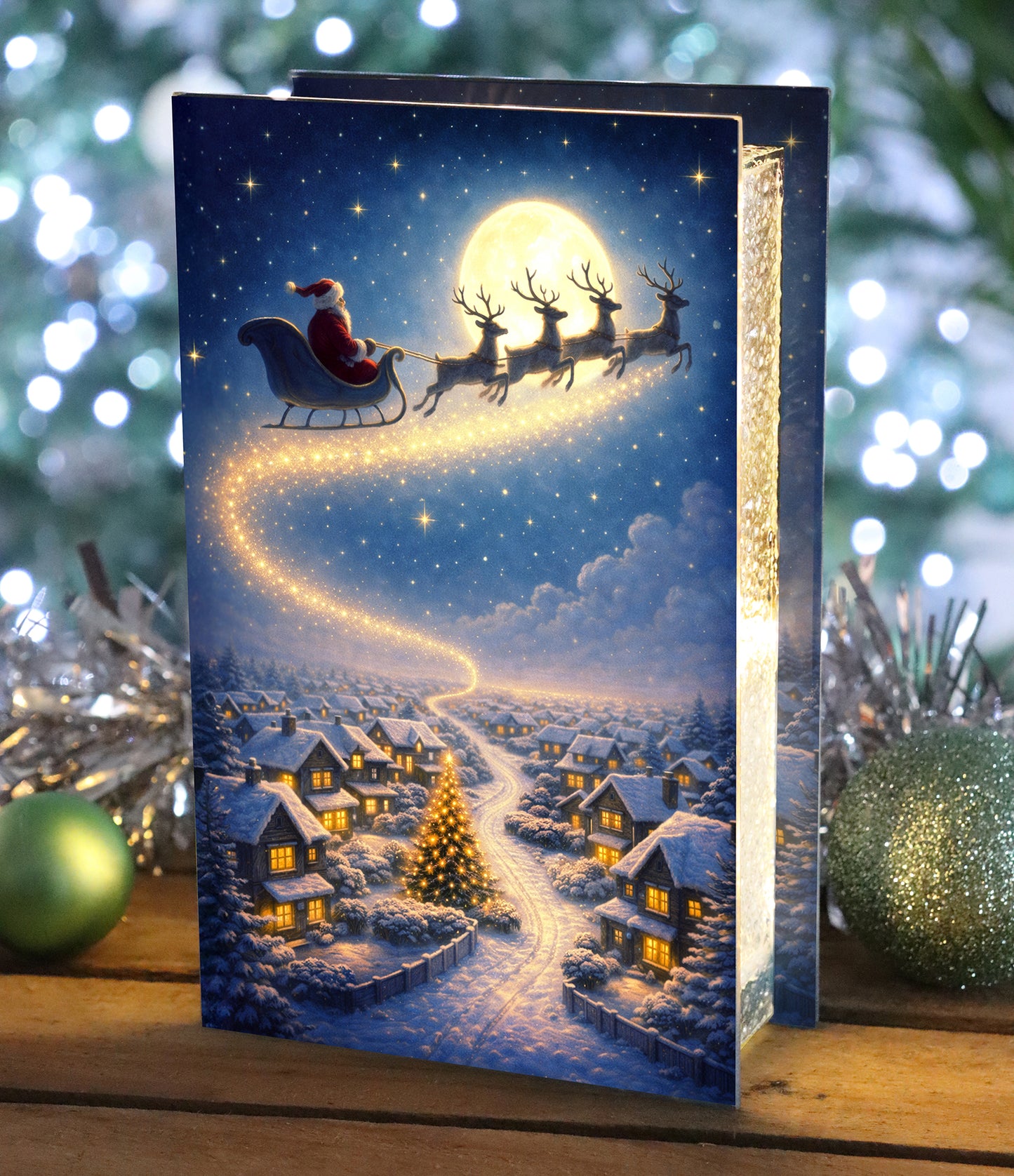 No.PX1203 Glass Christmas LED Light Box - Santa's Sleigh