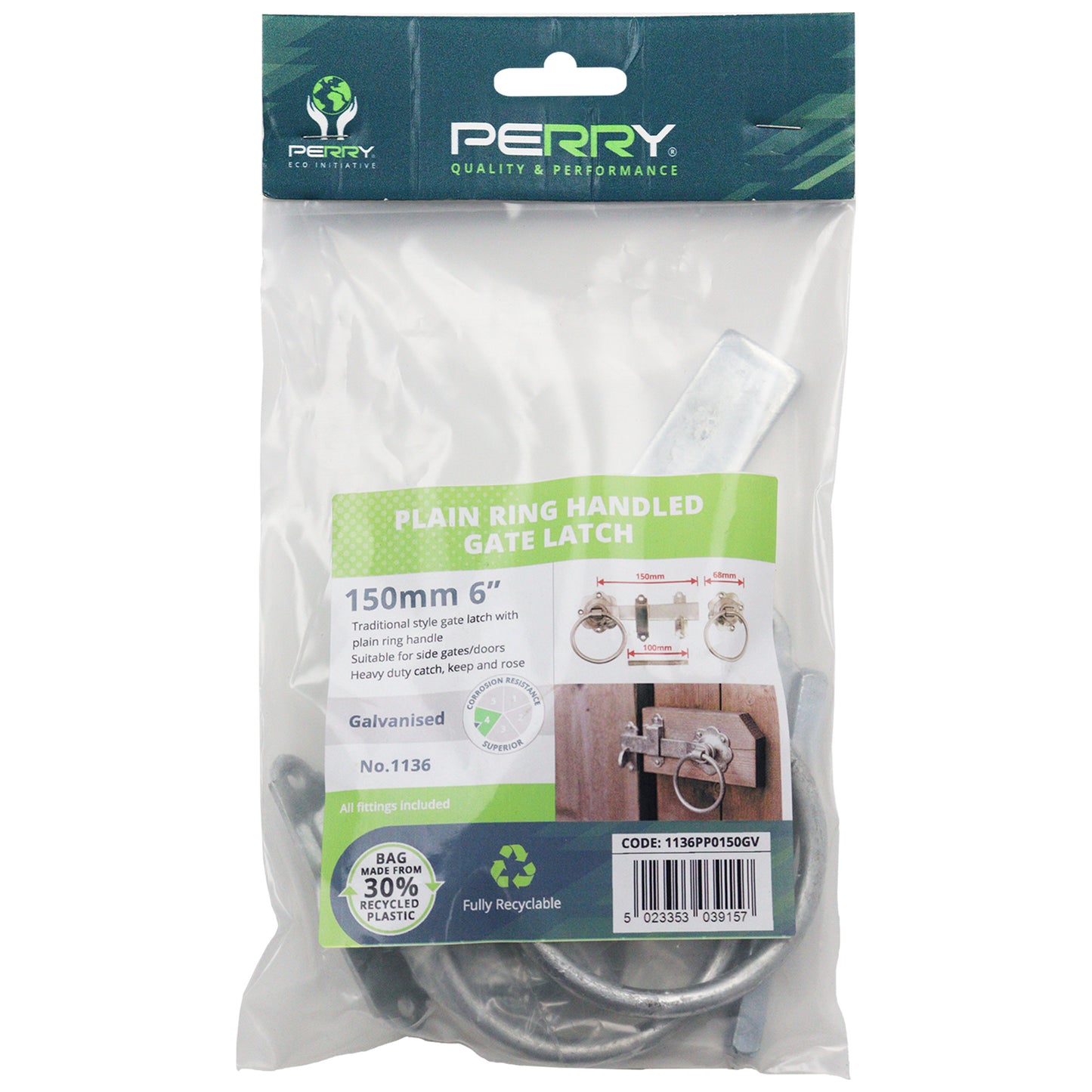 No.1136/PP Plain Ring Handle Gate Latch - PERRYPACK