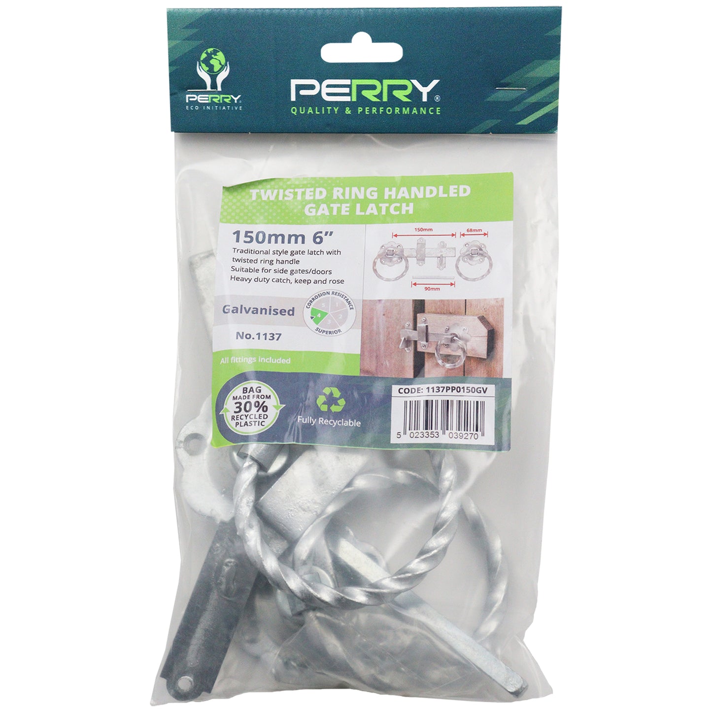 No.1137/PP Twisted Ring Handle Gate Latch - PERRYPACK