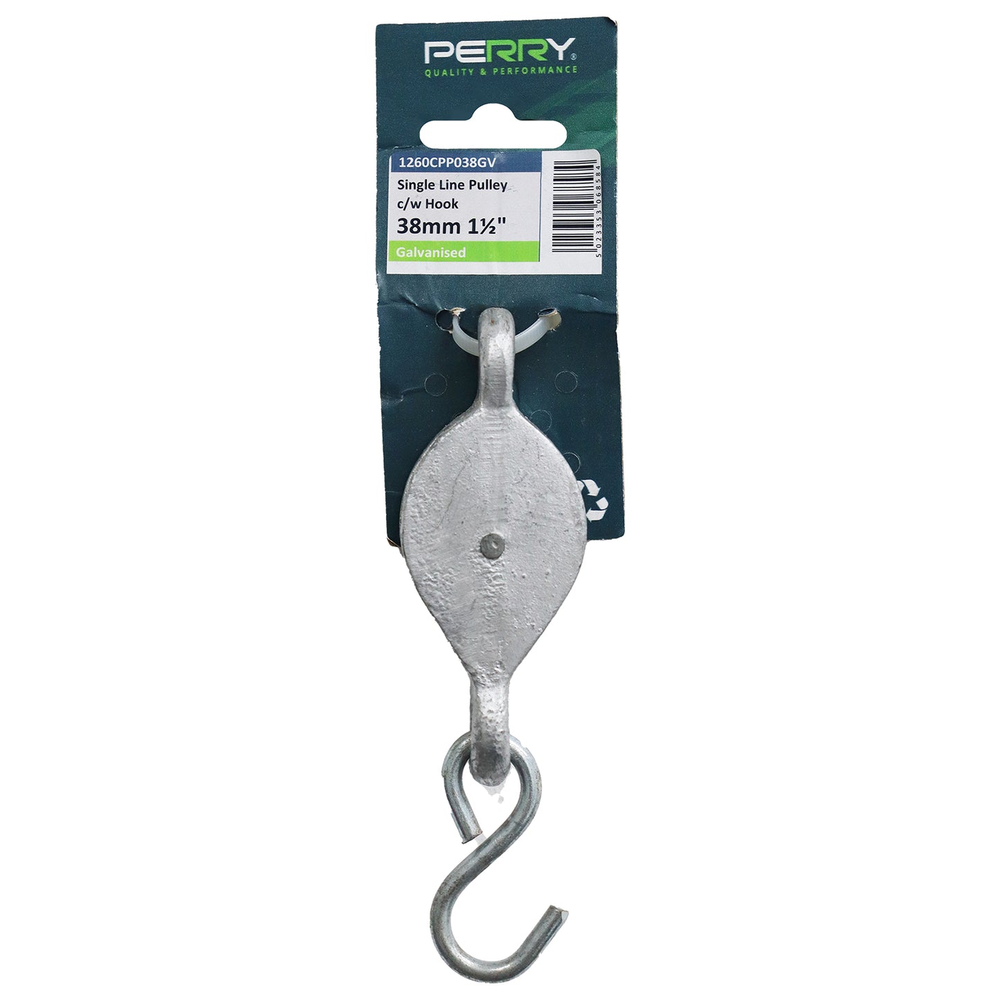 No.1260C/PP Single Line Cast Pulley With Hook & BZP - PERRYPACK